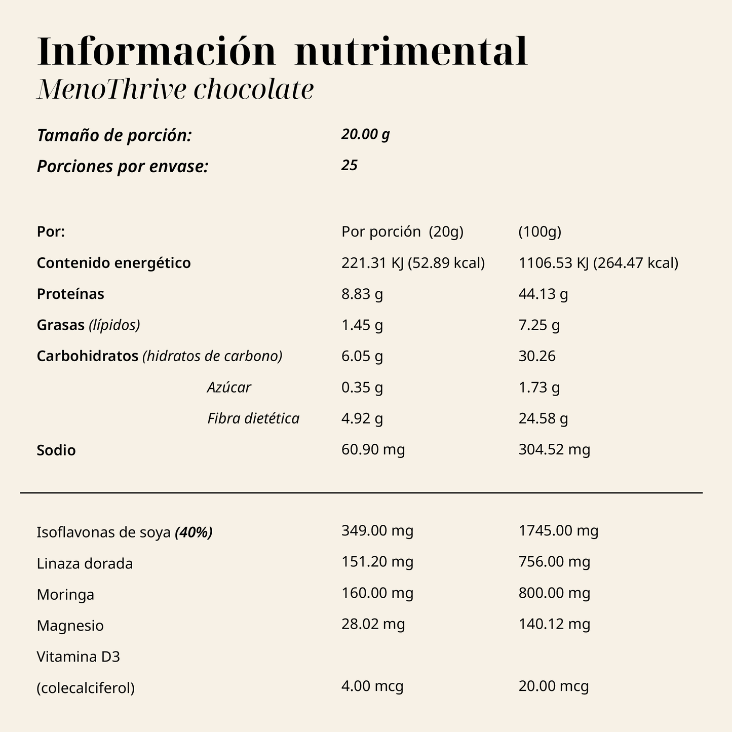 MenoThrive | Proteína vegetal en polvo 500g sabor chocolate