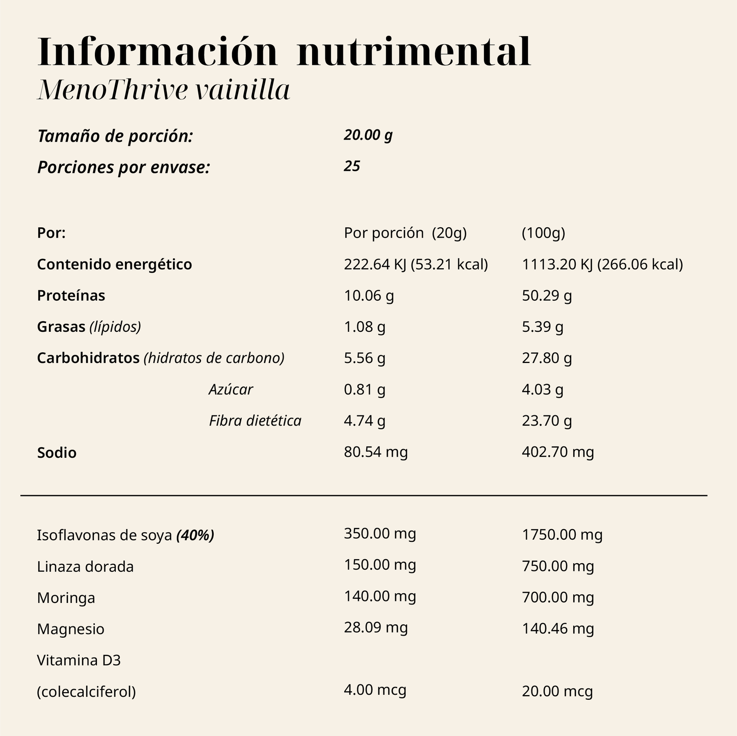 MenoThrive | Proteína vegetal en polvo 500g sabor vainilla